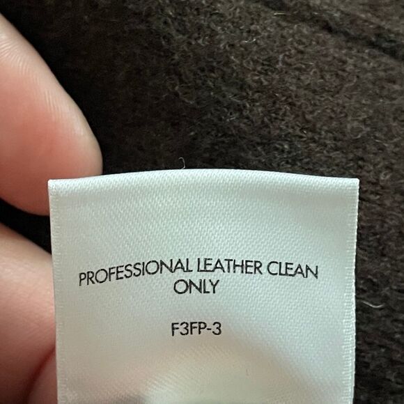 Eileen Fisher Merino Wool Blend Lamb Leather Brown Blazer Jacket - Size: XS - Picture 7 of 7